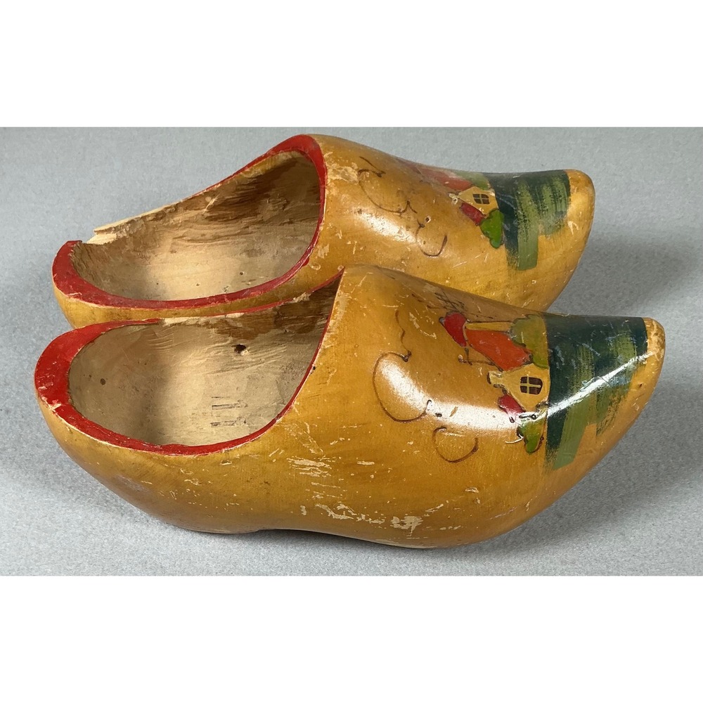 Vintage Wooden Dutch Clogs Hand Painted Holland Souvenir Shoes Decor - Picture 5 of 10